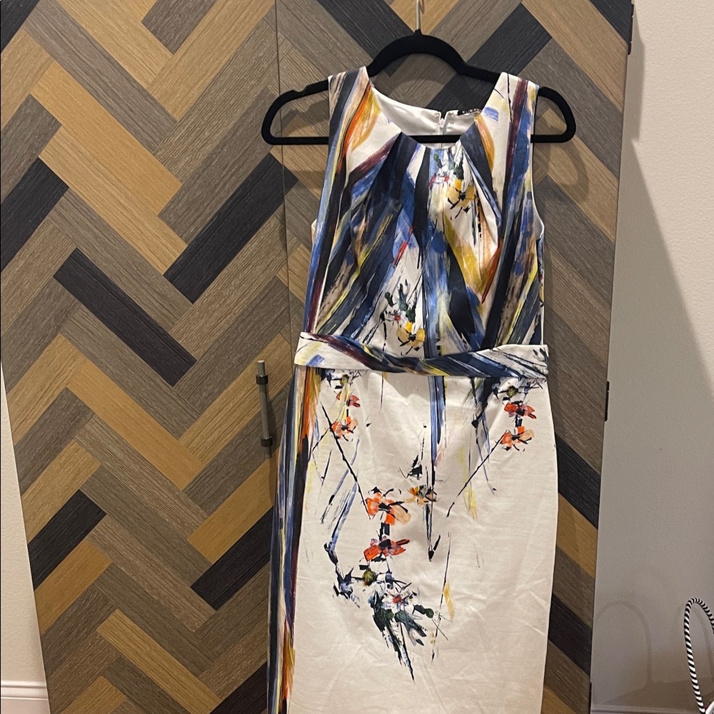 Elie Tahari Artistic Print Midi Dress